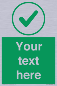 Custom green background, green tick in circle sign